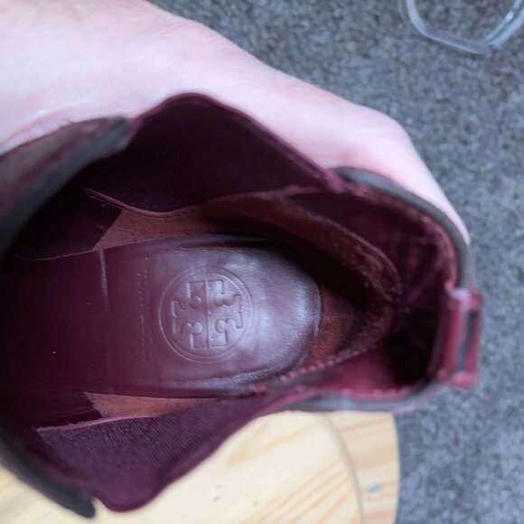 Tory Burch Fur Chelsea Boots Women Size 6.5 Leather Real Calf Hair Stiletto Heel - Picture 7 of 11